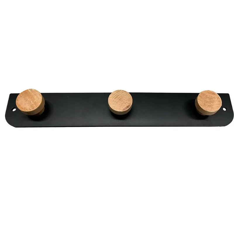 Colgador de Ropa 3 Ganchos Negro Madera x 1 Un Krea Percha Funcional 3 Ganchos Madera Krea