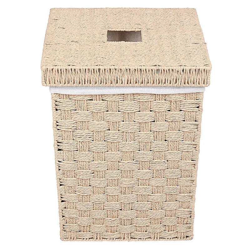 Cesto ropa papel trenzado con tela/tapa cuadrado 60 lt Hacks & Racks