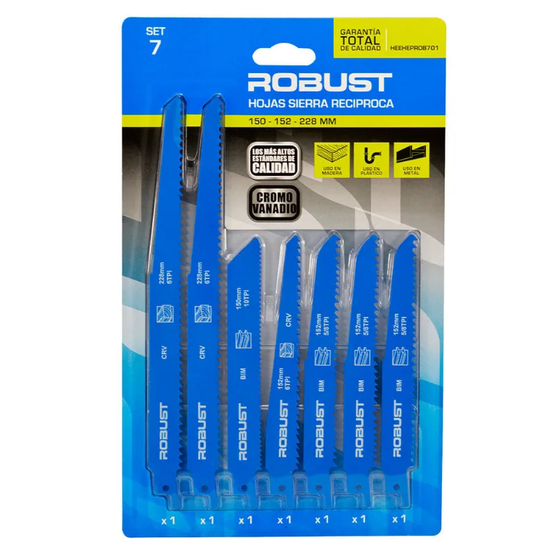 Set hoja sierra reciproca 7 piezas Robust