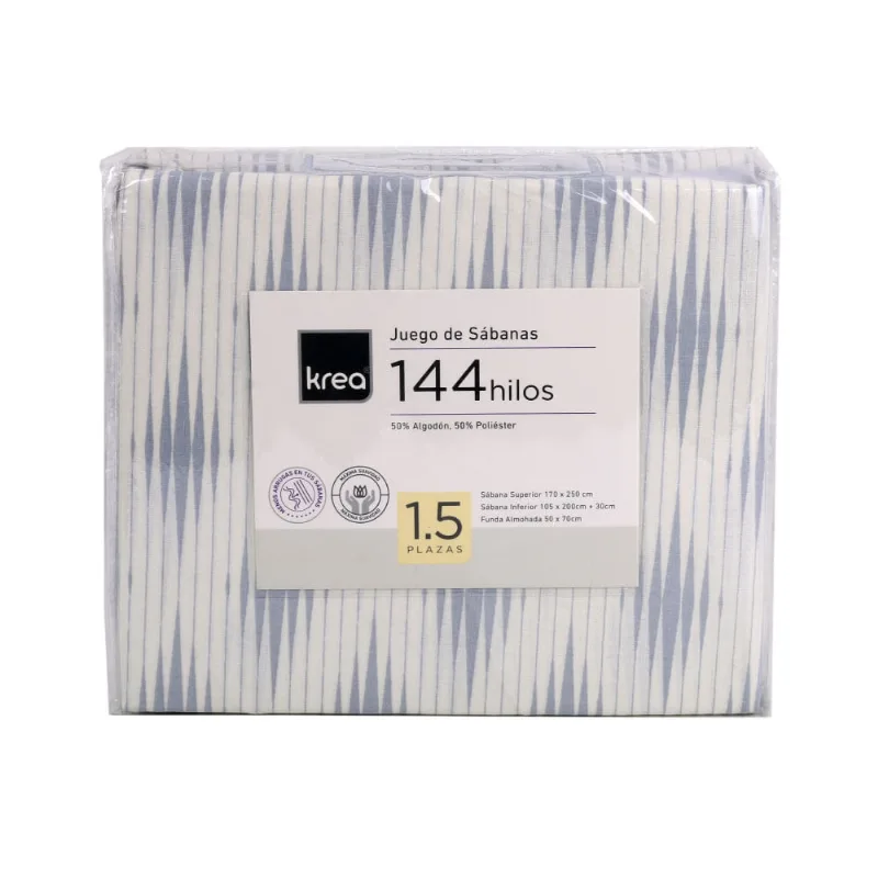 Juego de Sábanas 1.5 Plazas Estampa Étnica Krea