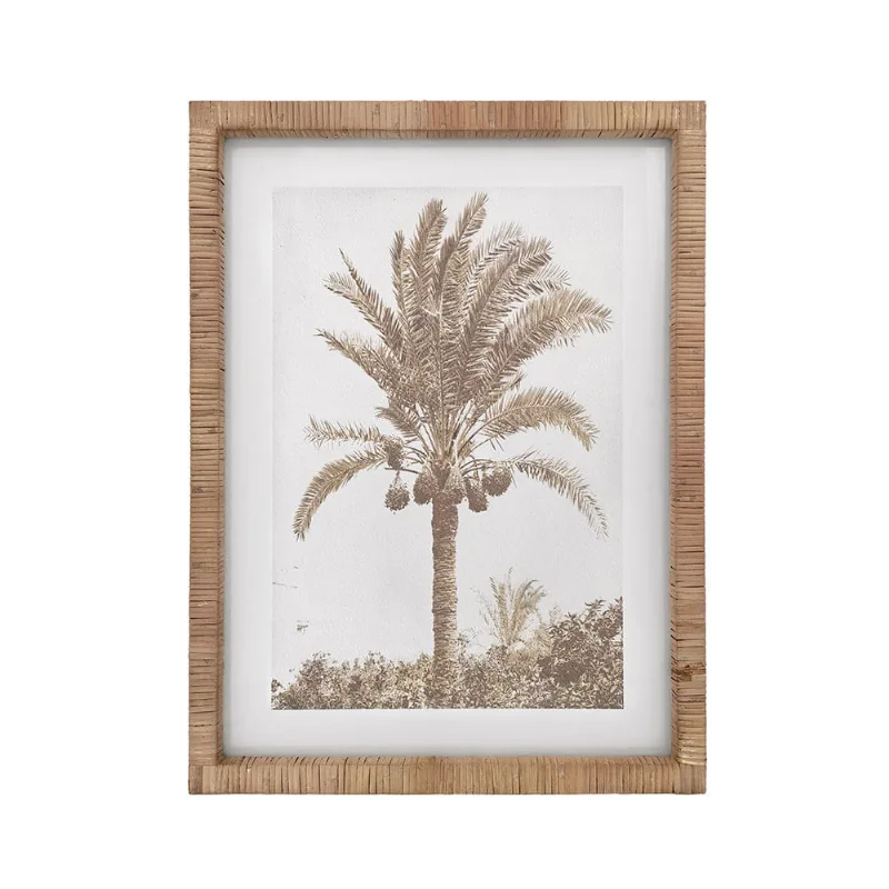 Cuadro Palmera Madera y Vidrio Marrón 45 x 3 x 60 Cm Alaniz