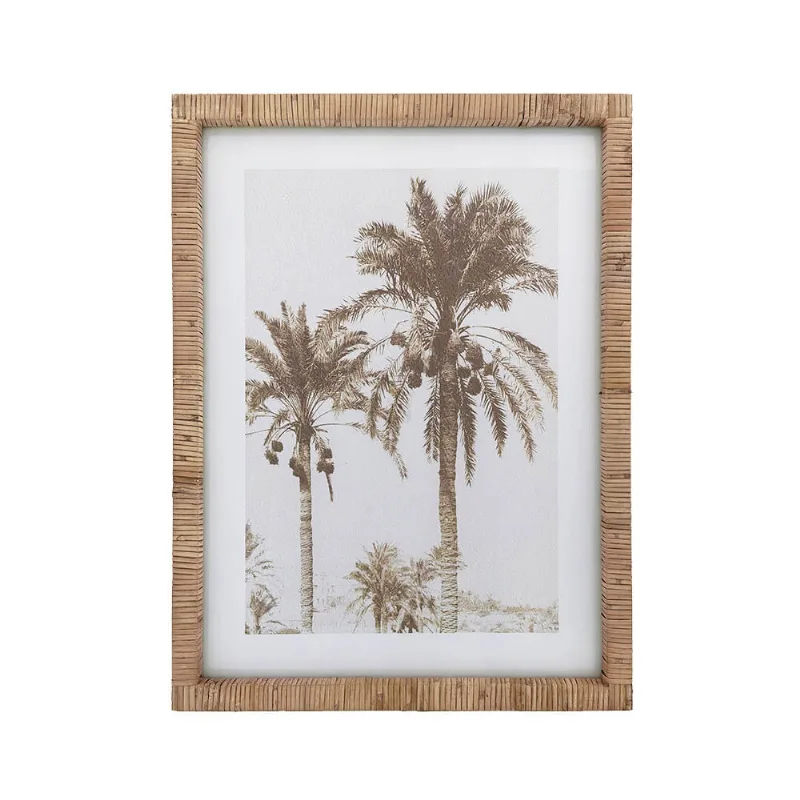 Cuadro Palmera de Madera y Vidrio Marrón 45 x 3 x 60 Cm Alaniz