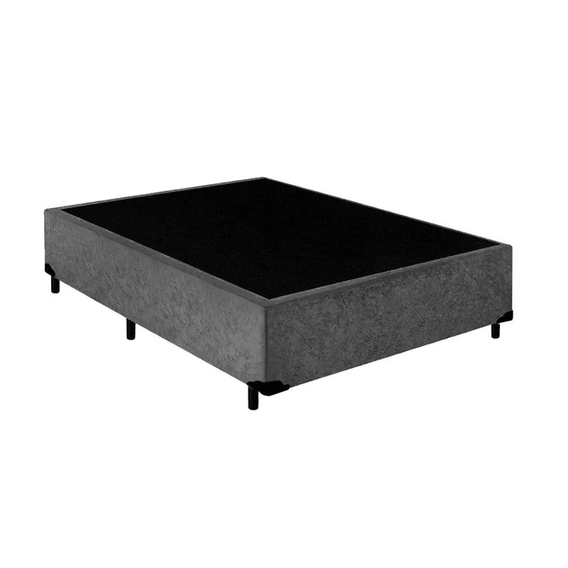 Cama Box Viúva Suede King Design Cinza 128x188x40