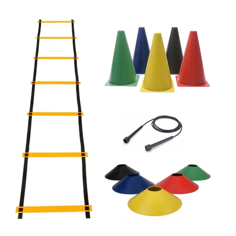 Kit Funcional 10 Cones Treino + 10 Pratos + Corda + Escada