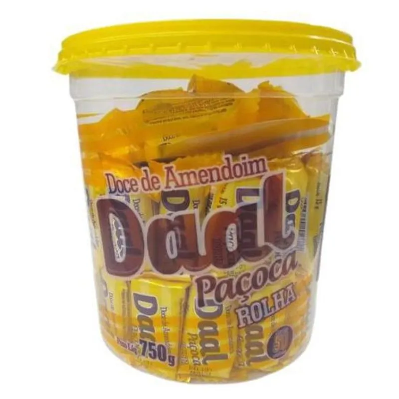 Paçoca Rolha Com 50 Unidades Pote De 750gr Daal