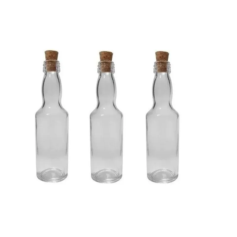 Kit 200 Garrafinhas De Vidro 50 Ml Com Tampas De Rolha Nº1,5