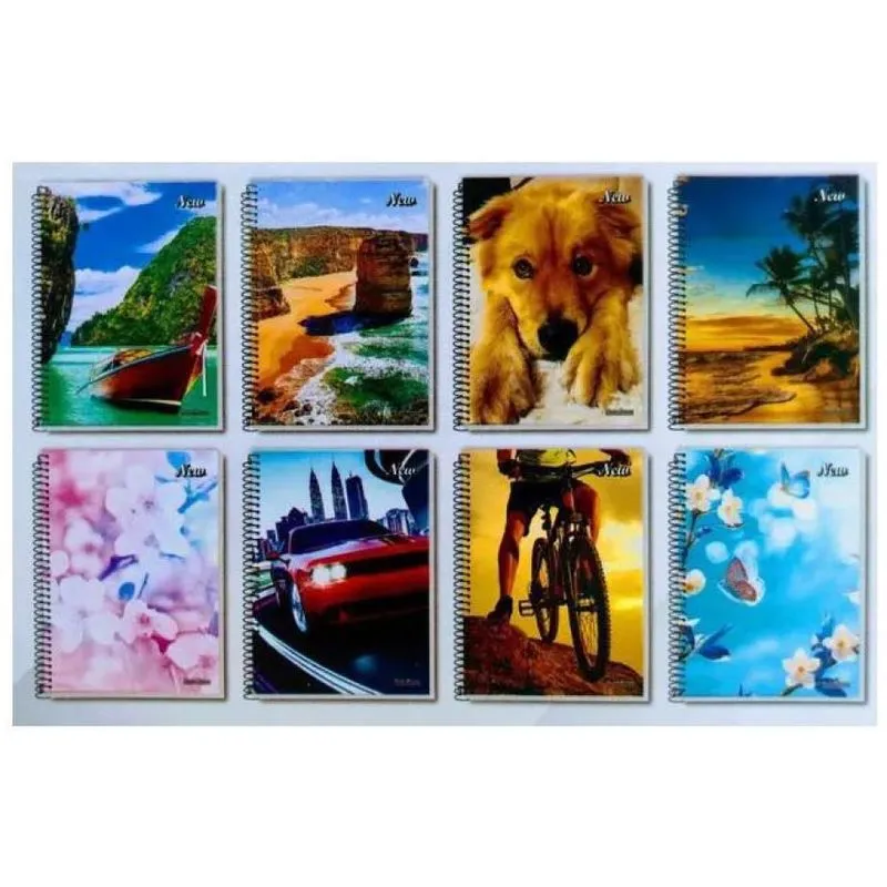 Kit 10 Cadernos Espiral Capa Dura 200 Folhas 14cmx20,2cm New