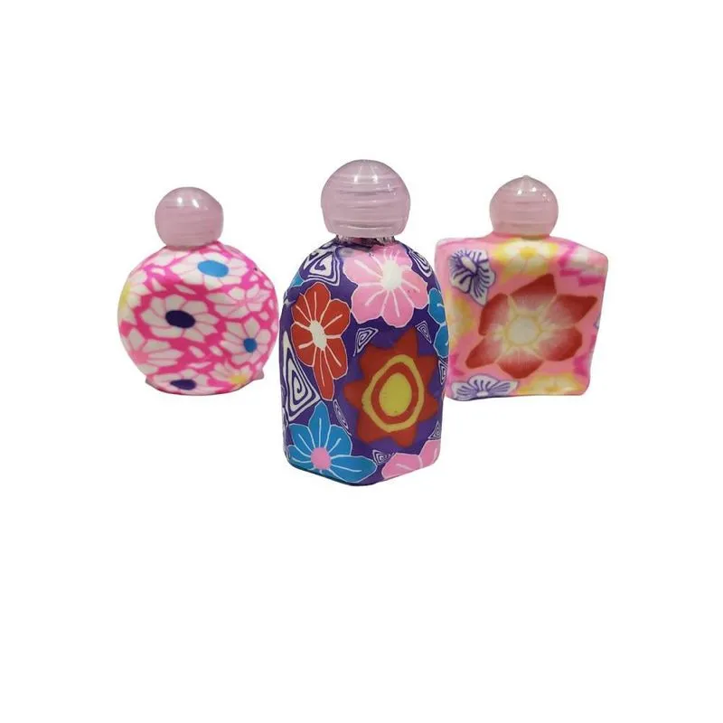 Kit 20 Frascos De Vidro 10ml Floral Com Argila Do Polímero