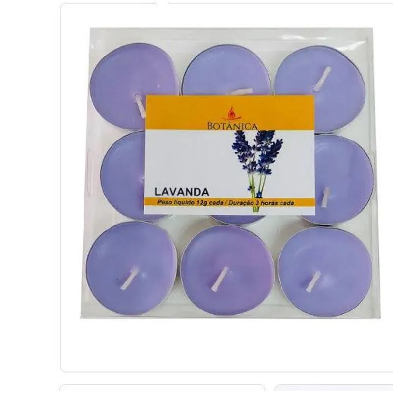Kit Com 9 Velas Aromáticas Rechaud Lavanda