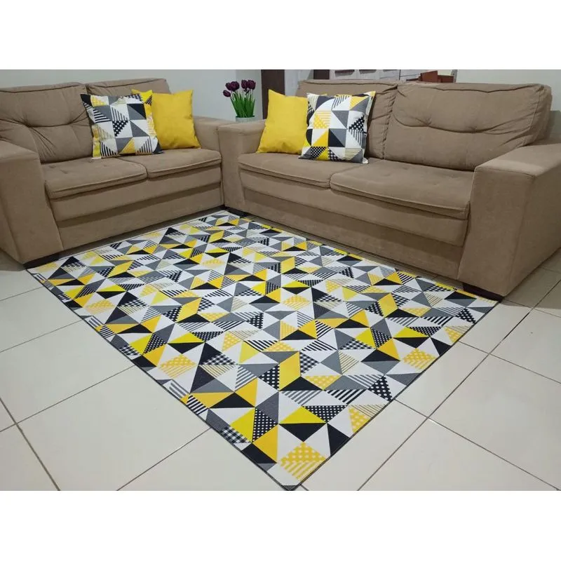 Tapete 2 Metros Com Antiderrapante Dubai Liso Amarelo