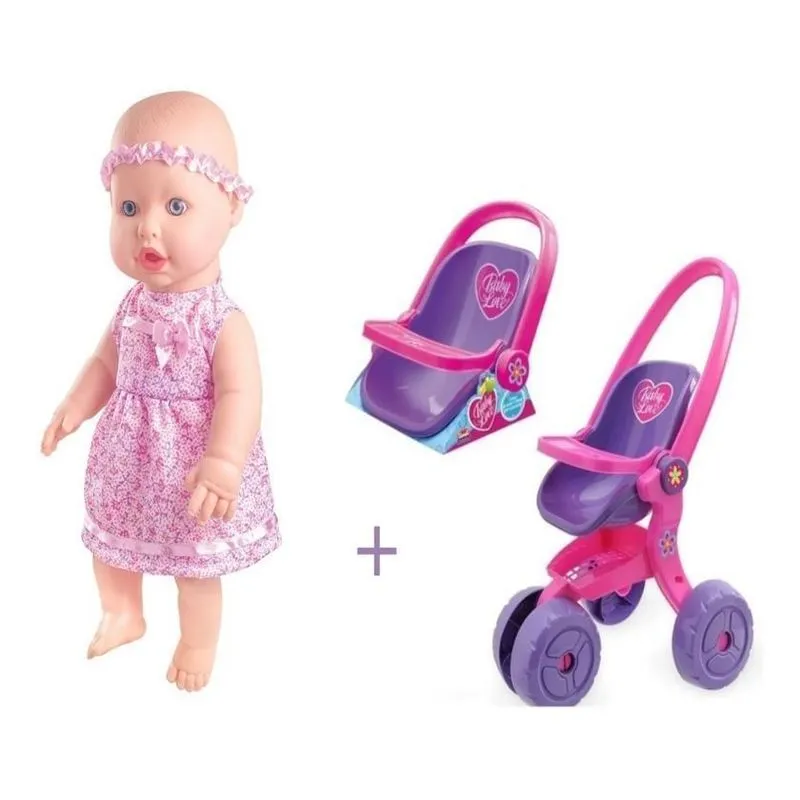 Kit Boneca Sapekinha Xixi + Carrinho Boneca Baby Love Alive