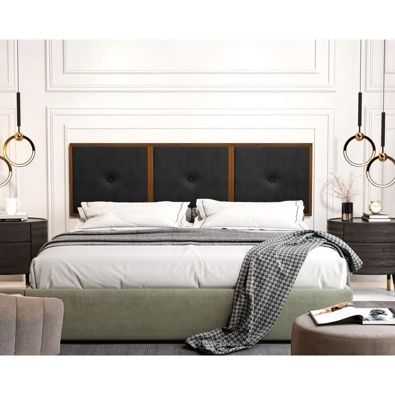 Painel Cabeceira Cama King 1,95 Madeira Suede Preto - jm Casa dos Móveis