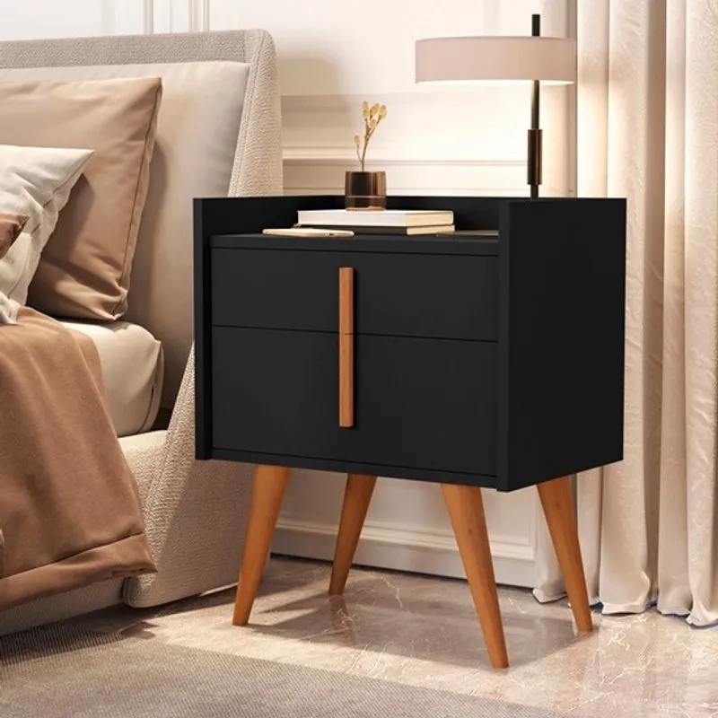 Mesa de Cabeceira Davi 1 Gaveta 1 Porta Pés Palito Preto - jm Casa dos Moveis