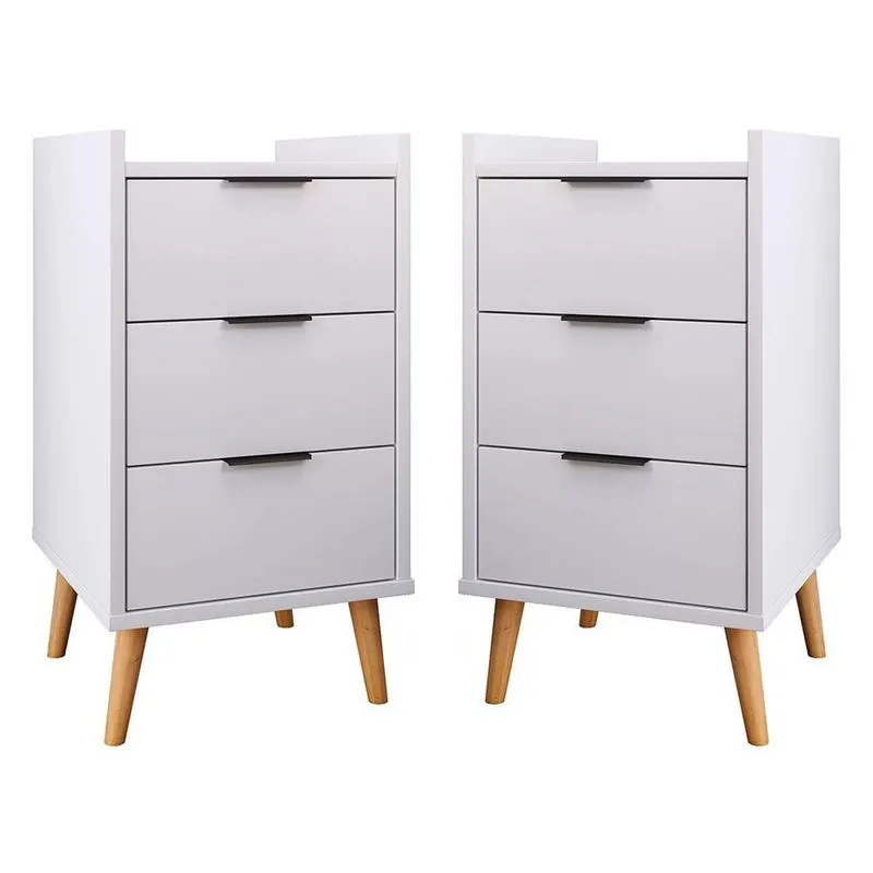 Mesa Cabeceira Toni ape 3 Gavetas Palito Branco