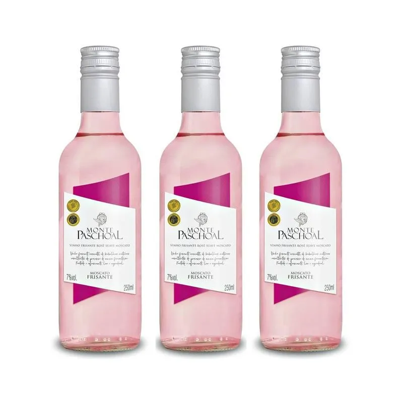 Kit 03 Un. Mini Frisante Monte Paschoal Moscatel Rosé 250ml