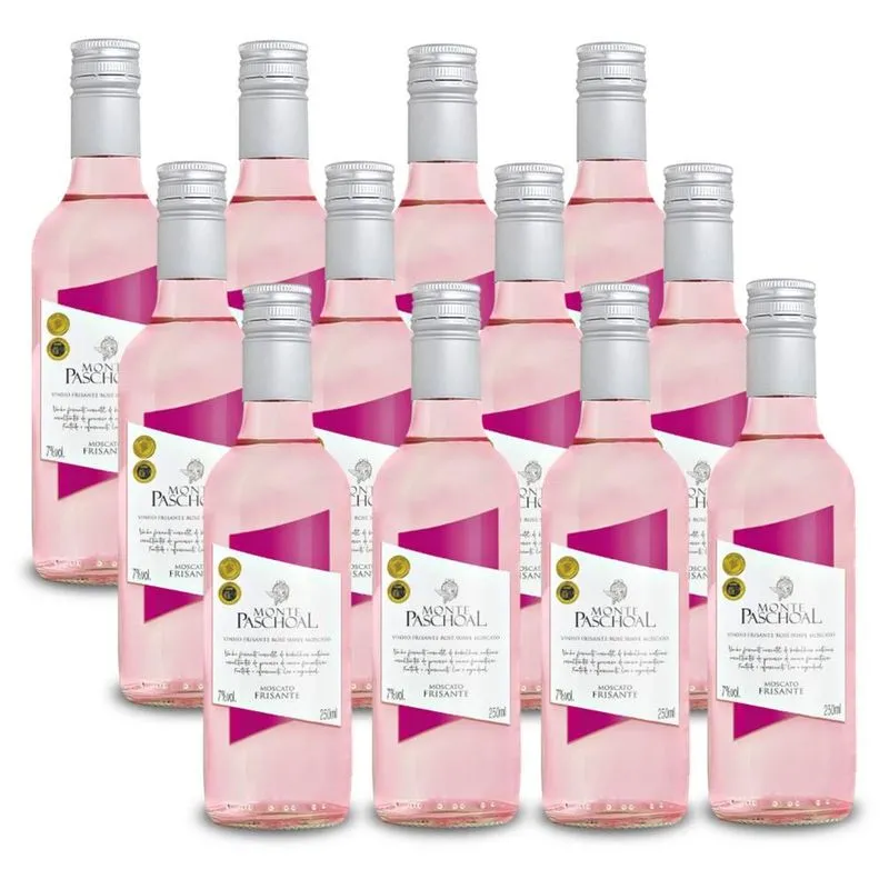 Kit 12 Un. Mini Frisante Monte Paschoal Moscatel Rosé 250ml