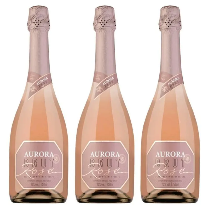 Kit 03 Unidades Espumante Aurora Brut Rosé 750ml