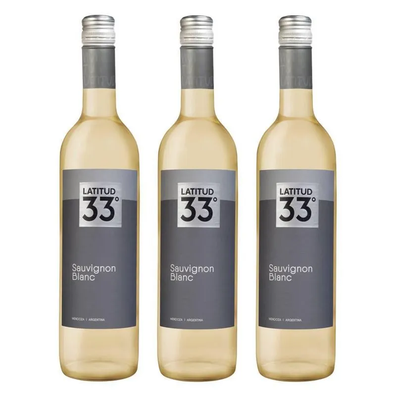 Kit 03 Unidades Vinho Latitud 33 Sauvignon Blanc 750ml
