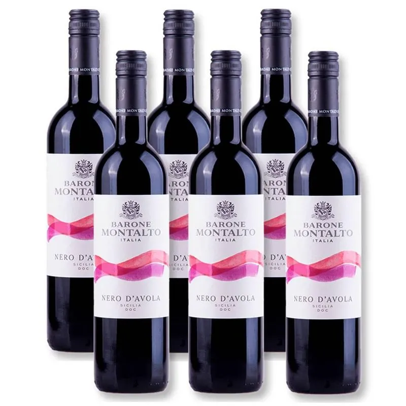 Kit 06 Un. Vinho Barone Montalto Acquerello Nero D'avola