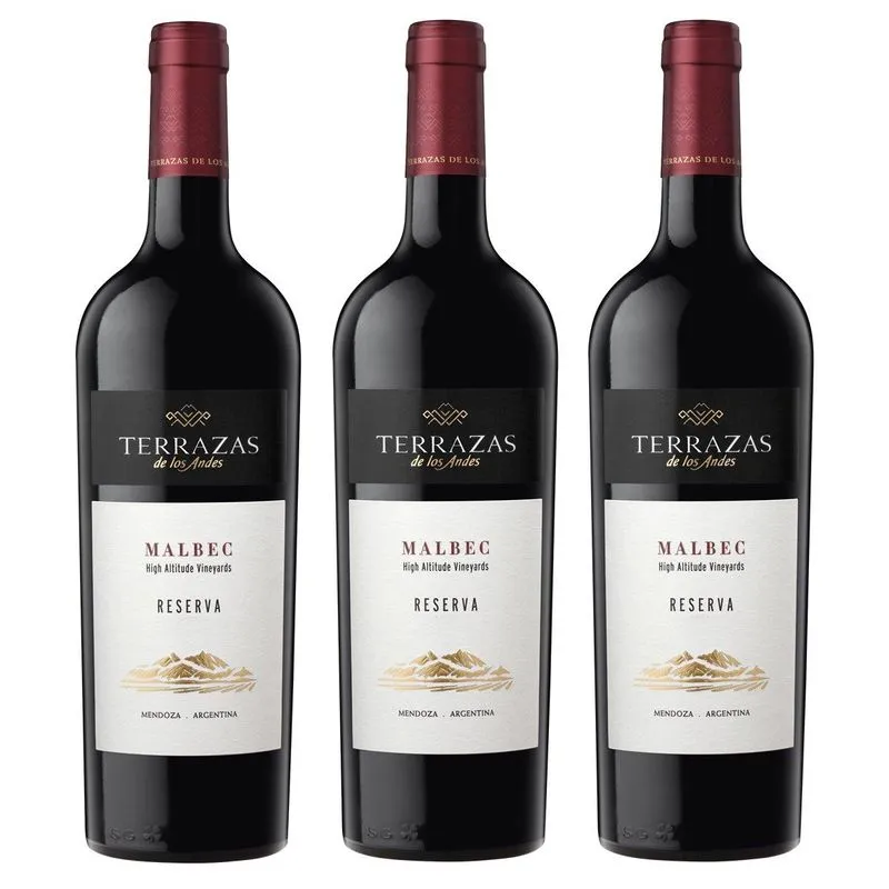 Kit 03 Unidades Vinho Tinto Terrazas Malbec Reserva 750ml