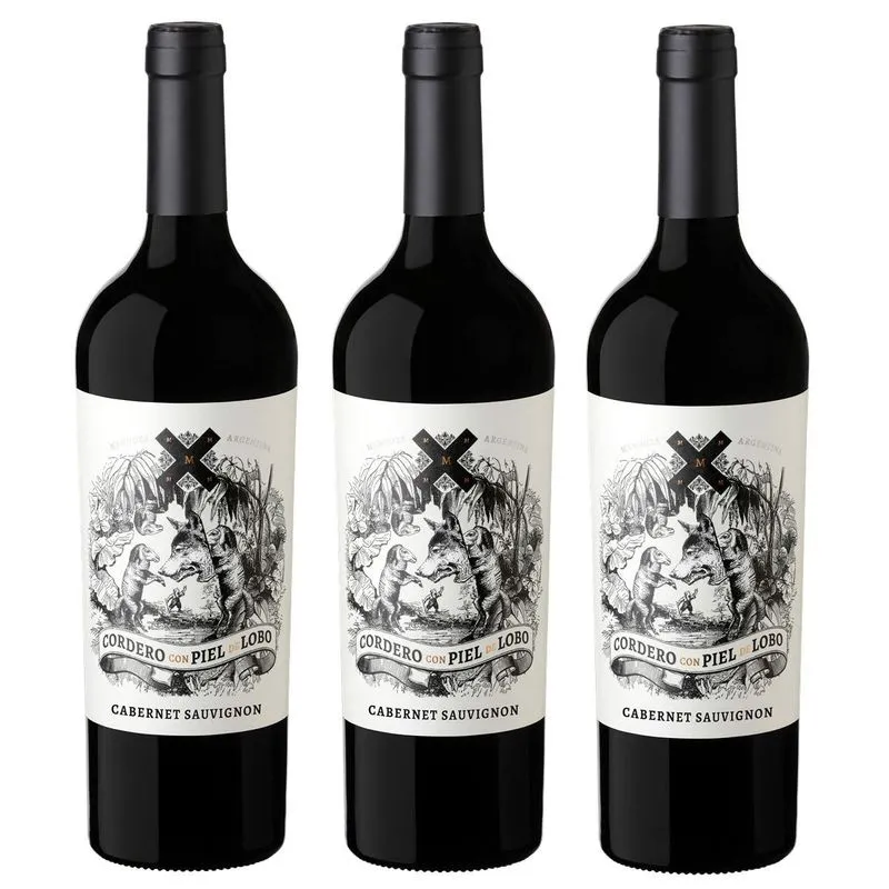 Kit 03 Un. Vinho Cordero Con Piel De Lobo Cabernet 750ml