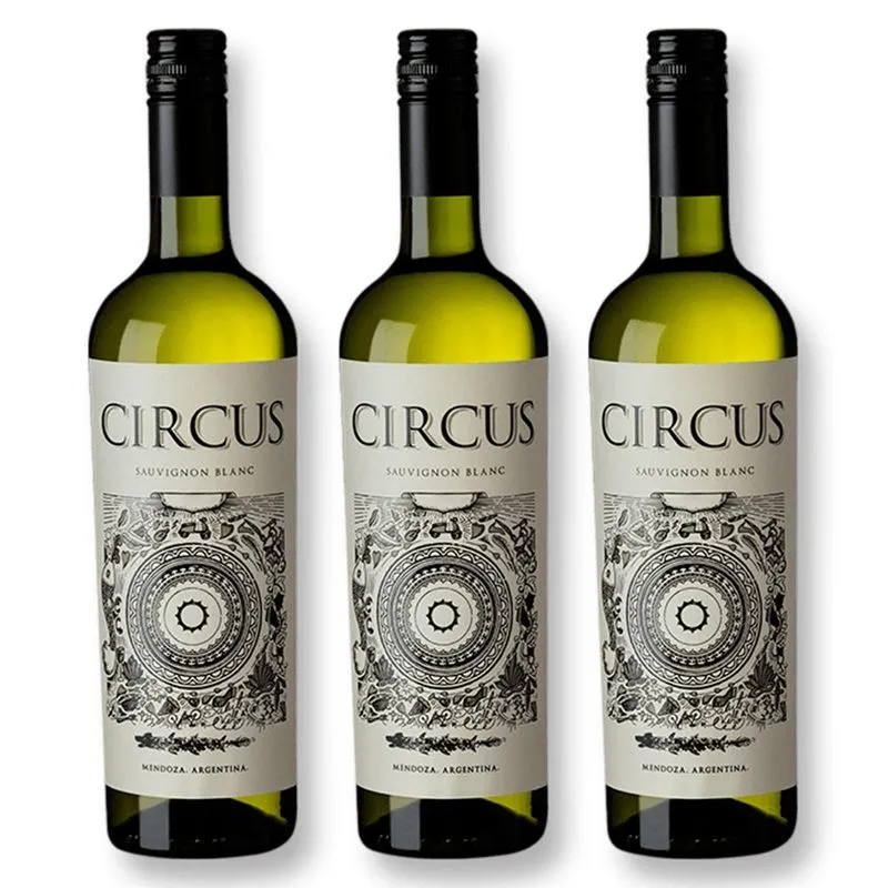 Kit 03 Un. Vinho Argentino Branco Circus Sauvignon Blanc