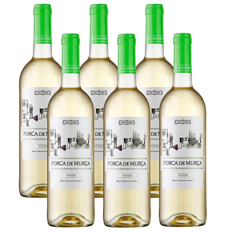 Kit 06 Un. Vinho Português Branco Seco Porca De Murça 750ml