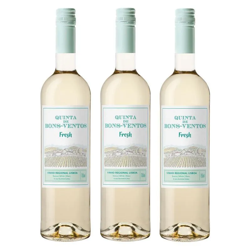 Kit 03 Unid. Vinho Branco Quinta De Bons Ventos Fresh 750ml