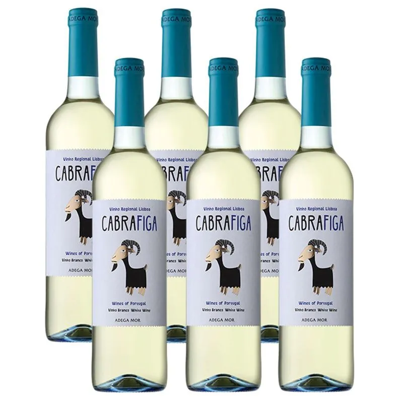 Kit 06 Unidades Vinho Português Branco Seco Cabra Figa 750ml