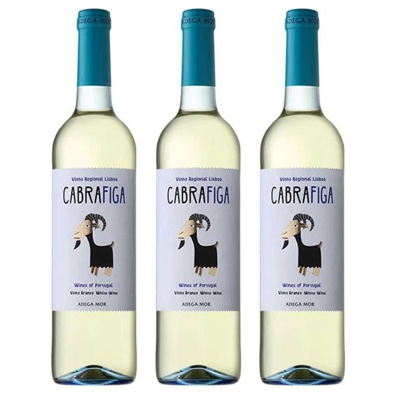 Kit 03 Unidades Vinho Português Branco Seco Cabra Figa 750ml
