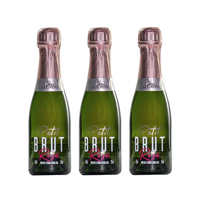 Kit 03 Unidades Mini Espumante Gran Legado Brut Rosé 187ml