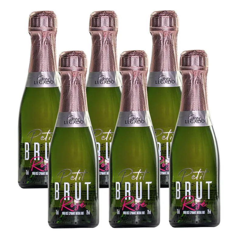Kit 06 Unidades Mini Espumante Gran Legado Brut Rosé 187ml