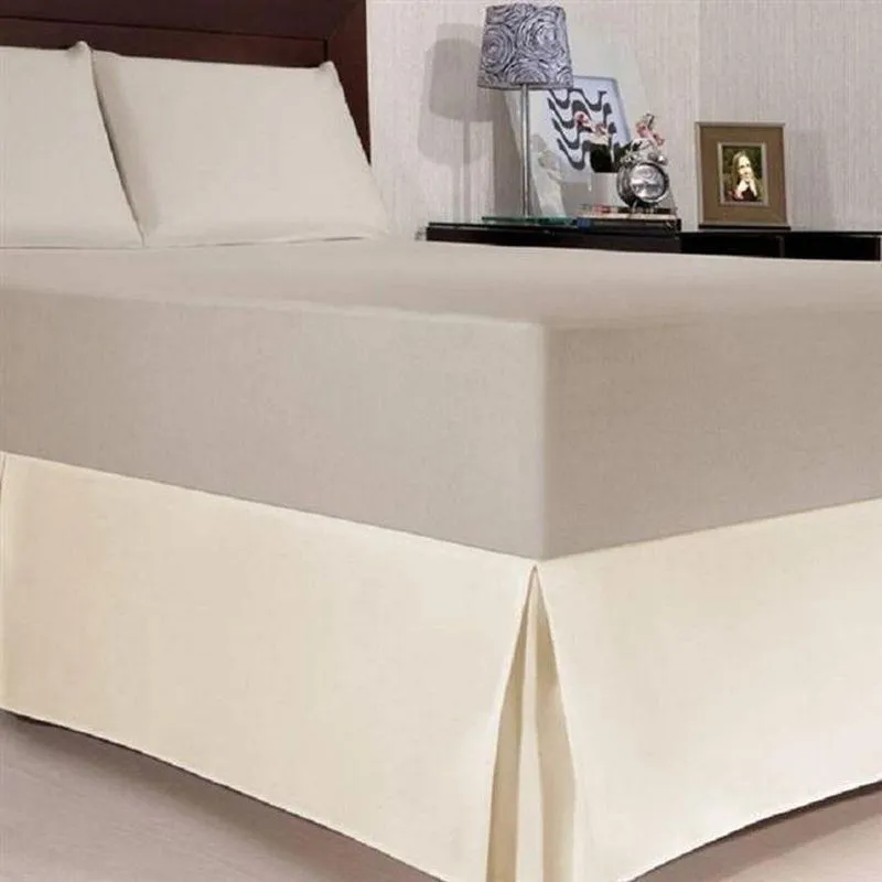 Saia Para Cama Colchão Box Casal Com Pregas Bege Kacyumara