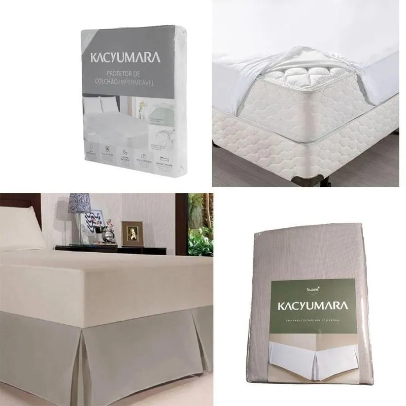 Kit Saia Para Colchão Box Fend + Protetor Colchão Queen