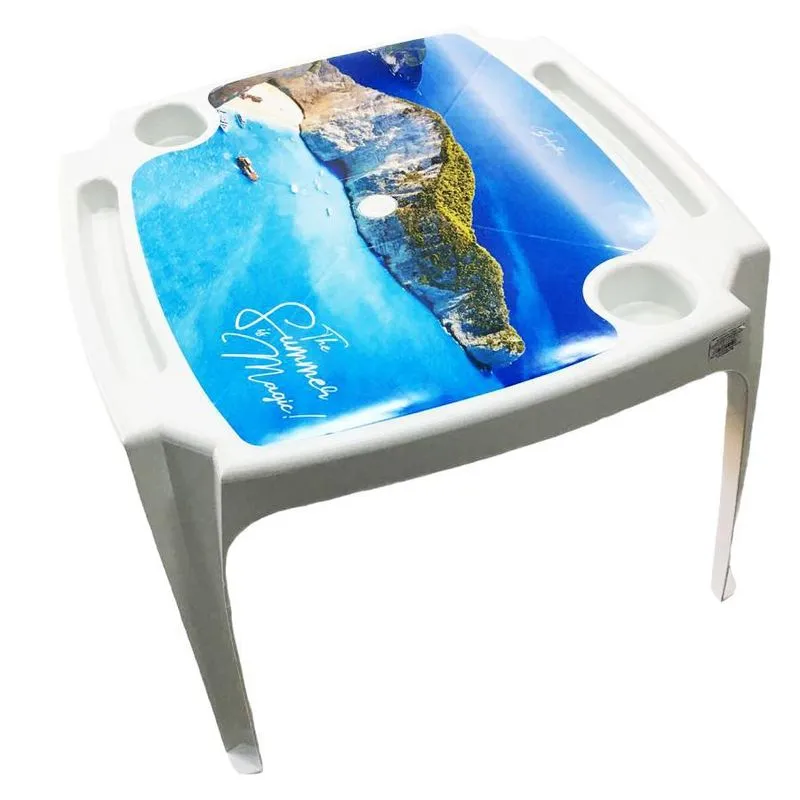 Mesa Plástica De Apoio Porta Copo 58x44cm Branca Arqplast