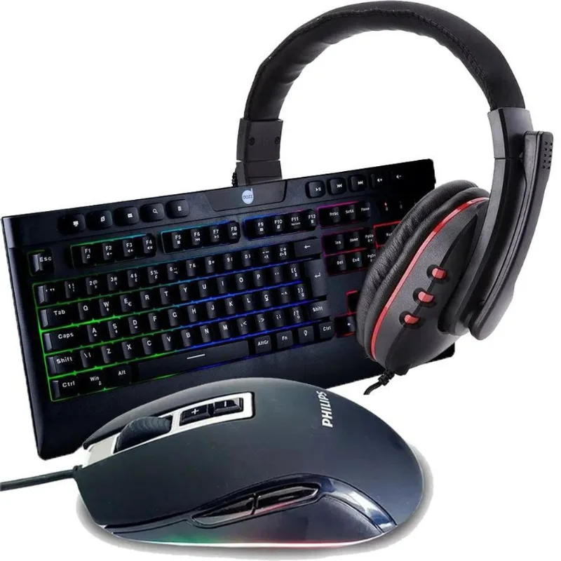 Kit Headset Gm002 Vermelho+ Mouse Usb 2800Dpi+ Teclado Gamer