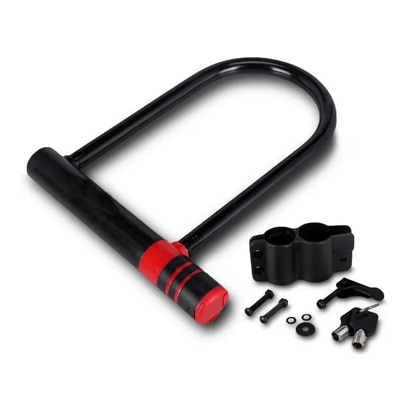 Trava Cadeado Para Moto Bicicleta Eletrica Em U Com Suporte