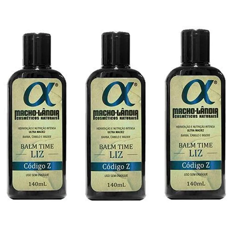 Kit 3x Balm Para Barba Time Liz Código Z 140ml Macho-lândia