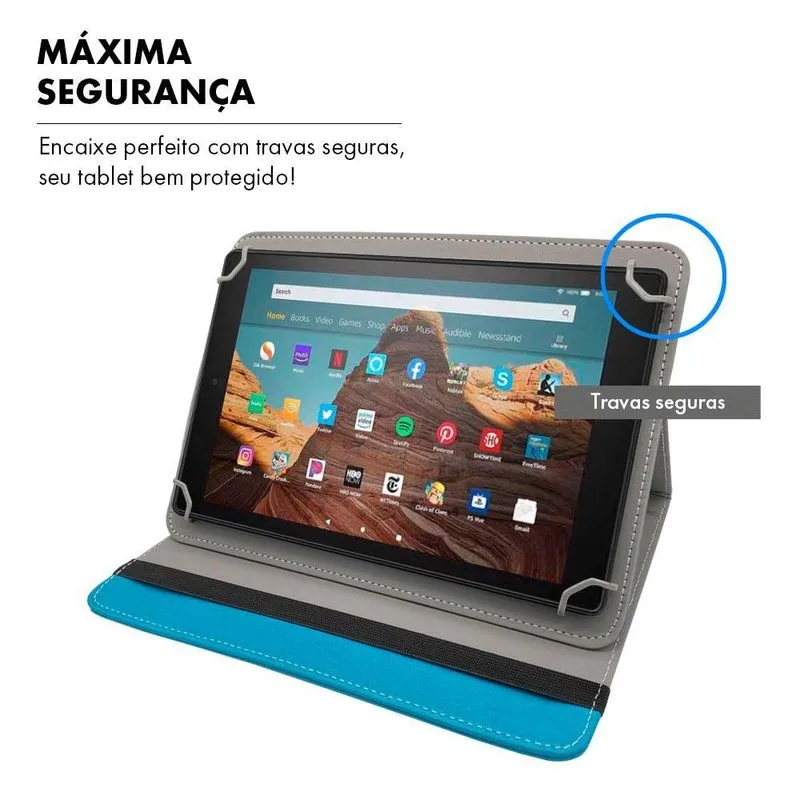 Capa Amazon Fire Hd10 Pasta Case Anti Impacto - Azul Marinho