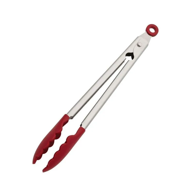 Pegador Pinça Silicone Plástico Inox Multiuso Grande 26,5cm