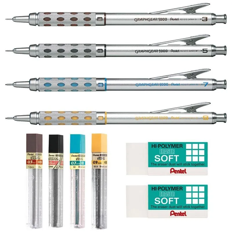 Lapiseira Técnica Profissional Graphgear 1000 Mina Hb Pentel