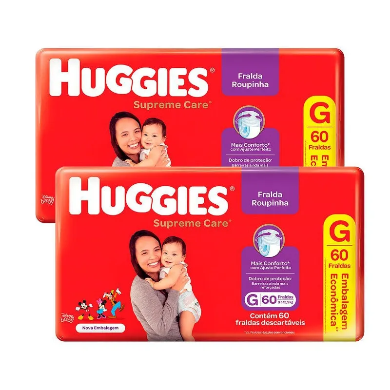 Kit Fralda Huggies Roupinha Supreme Care G 120 Unidades
