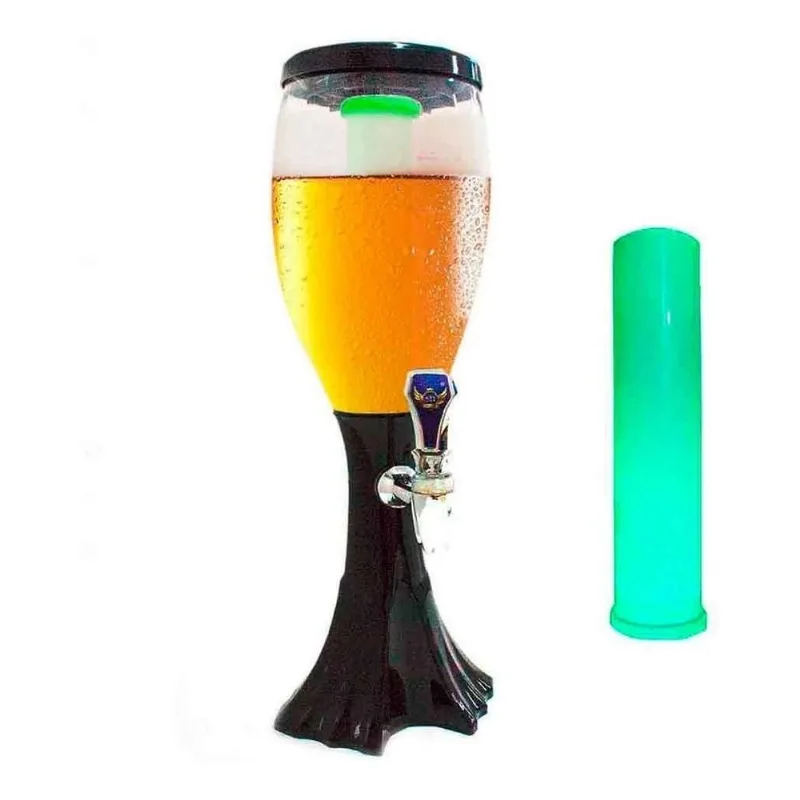 Torre Chopp Com 3 Refil Com Led 2,5 Litros A Gelo Completa