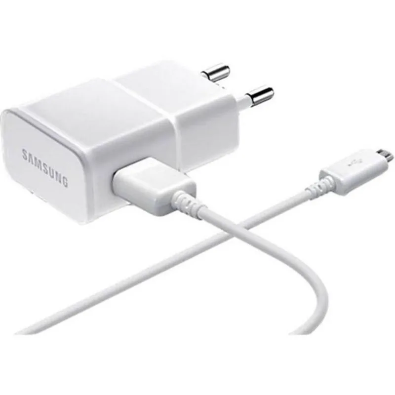 Carregador De Parede Adaptador + Cabo Usb Original Samsung Branco Micro Usb - 2.0 Amper pai