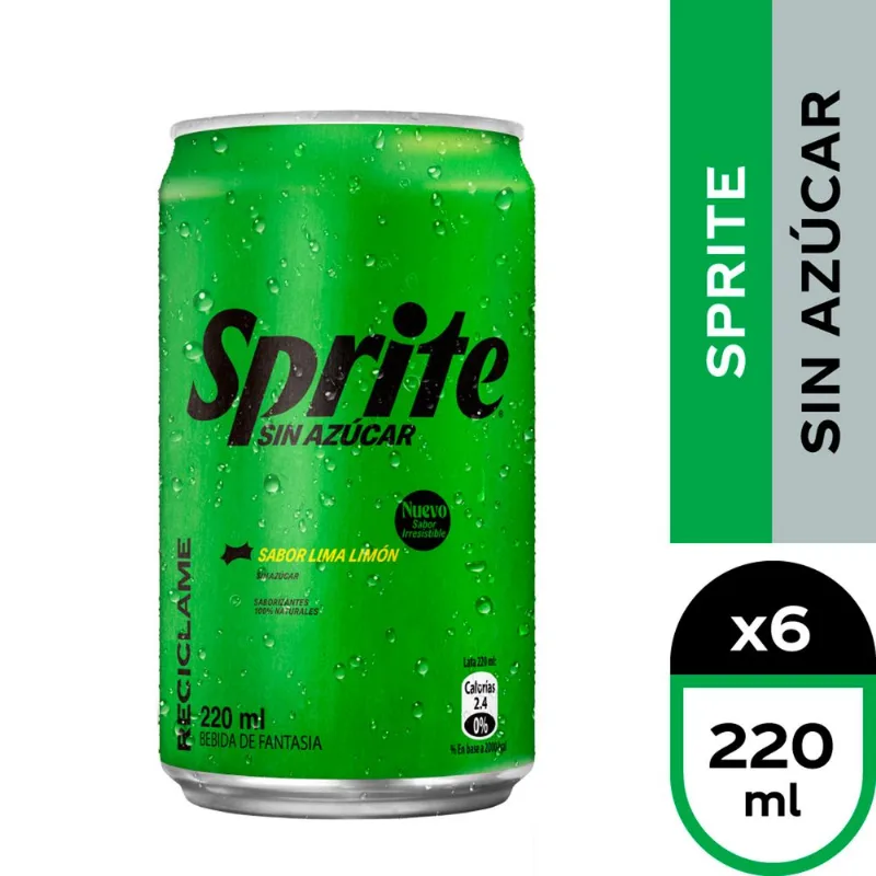 Pack 6 un. Bebida Sprite Sin Azúcar 220 ml