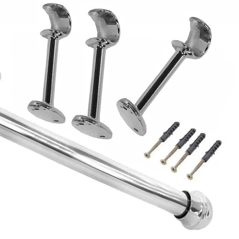Kit Para Cortina 2,5 Mts 28mm Suporte Metal Alongado 10 Cm