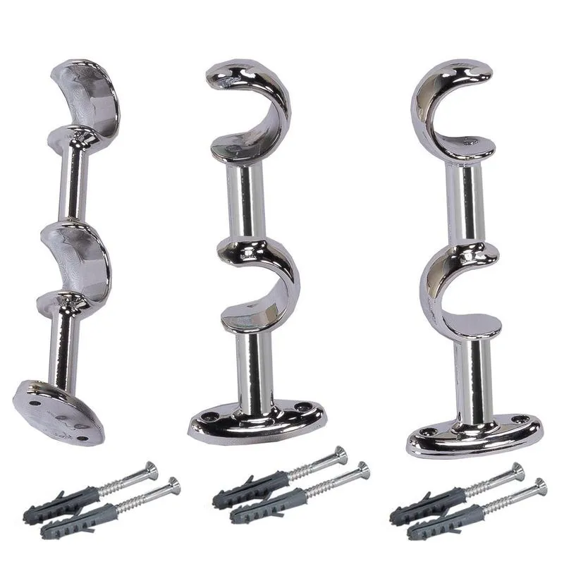 Suporte De Metal Para Varão Duplo 28mm E 19mm Cromado 04 Pç