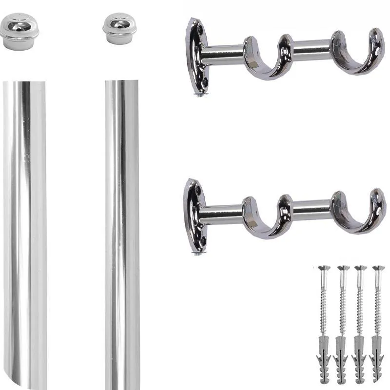 1 Kit Varão Duplo 1,7 Metros 28mm E 19mm Suporte Metal