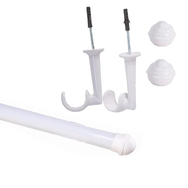 4 Kit Varão Simples 1,00 Metros 19mm Para Teto 01 Branco