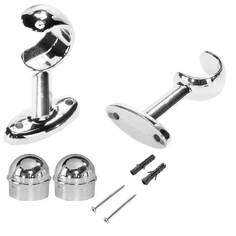 Suporte Varão De Cortina Em Metal 2 Peças Com Ponteira